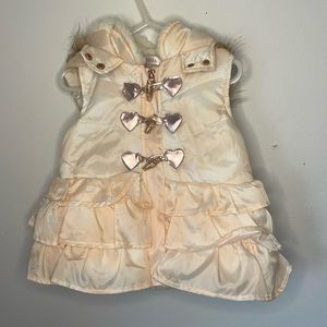 Girls Pink Heart Button Puffer Dress with Hood